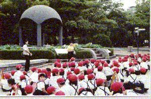 Students at the Peace Bell