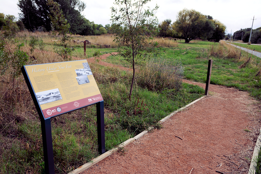 Canberra Tracks - Bombing Paddock sign